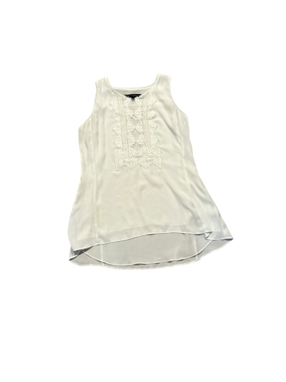 White House black market cream ivory white sleeveless top with lace